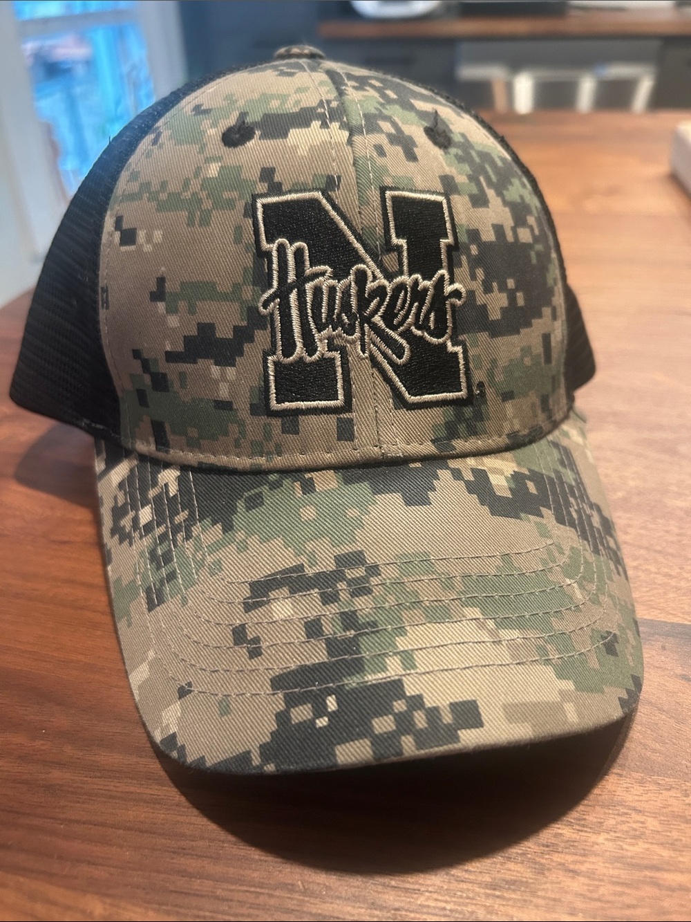 Huskers Camo Trucker Hat - Green/Black